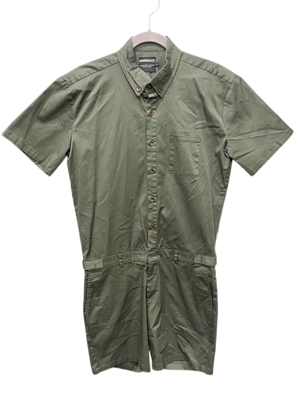 Romperjack Olive Green Romper Men's Large Utility European Summer Clean Guy